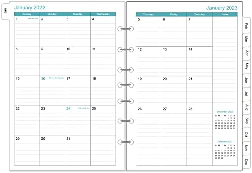 ZGMJ 2023 Monthly Planner Refill, Runs from January 2023 to December 2023, Two Pages Refill Planner with Tabs , 7 Hole Refill Planner with Tabs, 5.8'' x 8.3'', Ocean