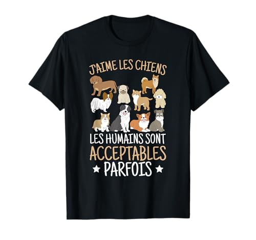 Photo de J'aime Les Chiens Les Humains Sont Acceptables Chiot Chien T-Shirt