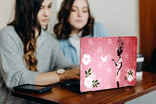 Image of Galaxsia Floral Girl D2 Vinyl Laptop Skin /Sticker /Cover /Decal Compatible for Any 17 to 17.3 Inches Laptop (Hp /Dell /Sony /Acer /Lenovo /Asus. Etc) Or Notebook.