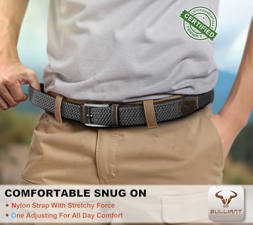 Image of BULLIANT Belt for Men 2Pack,Mens Gift Stretch Braided Web Belt Elastic for Casual Golf Jeans,1 3 /8 inch