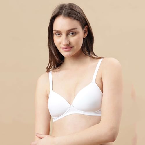 Image of Marks & Spencer Solid White Cotton Blend Womens Bra
