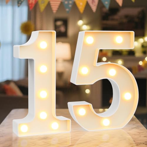 Ledido Letrero de Número Iluminado con Luces LED de Cumpleaños, Marquesina, Regalos de 15 Años, Luces de Noche para Niñas, Niños, Fiesta de Cumpleaños, Boda, Aniversario Ledido Letrero de Número Iluminado con Luces LED de Cumpleaños, Marquesina, Regalos de 15 Años, Luces de Noche para Niñas, Niños, Fiesta de Cumpleaños, Boda, Aniversario