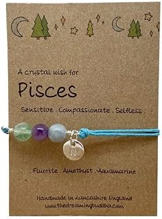 Pisces Zodiac Crystal Bracelet, Horoscope Gift, Astrology Birthstone Anklet, Personalised Star Sign Gift