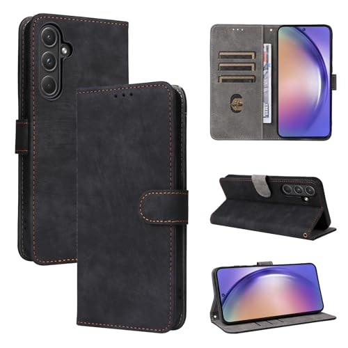 Nutmeg Galaxy A55 5G ケース 手帳型 Galaxy A55 SC-53E SCG27 カバー 財布型 ギャラクシー a55 携帯ケース 高級PUレザー 柔らかいTPU素材 全面保護 カード収納 スタンド機能 マグネット式 手触りが良い スマホケース 耐衝撃 耐摩擦（ブラック）（Amazon）