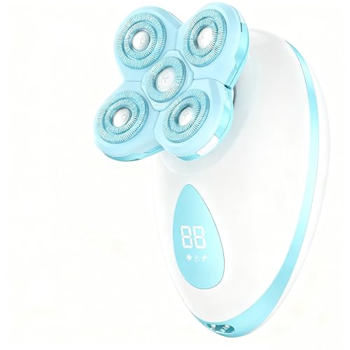 Electric Razors for Women - Painless Body Shavers for Sensitive Skin - 4 in 1 Cordless Lady Trimmer for Women's Leg, Bikini and Face - Waterproof Wet/Dry Remover, Rechargeable, SkyBlue