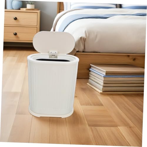 Bac à déchets compact avec couvercle pressable anti-odeur salon - 5