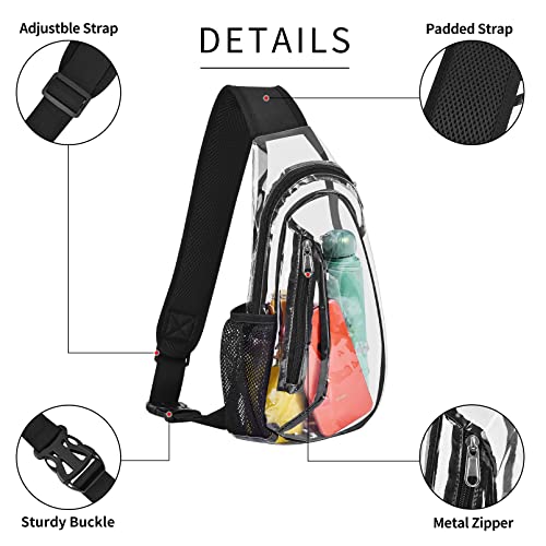 Arouvog Clear Sling Bag, Stadium Approved Mini Pvc Crossbody Shoulder Backpack, Transparent Casual Chest Daypack For Women & Men, Perfect For Hiking, Stadium Or Concerts, Black, One Size #TOP2