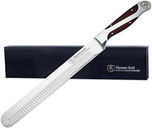 Hammer Stahl 10-Inch Carving Knife, X50CrMoV15 Forged German High Carbon Steel Meat Knife with Quad-Tang Pakkawood Handle - Perfect Brisket Slicing Knife - Thumbnail 2