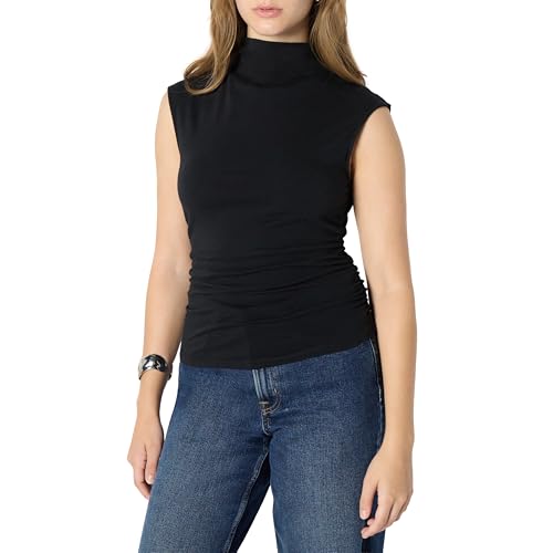 Amazon Essentials (La elección de Demi) Top de Cuello Alto y Corte Ajustado sin Mangas Mujer, Negro, M