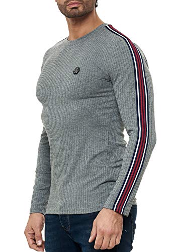 Pull à manches longues pour hommes slim fit coton rayé tendance
