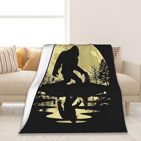 Vintage Big Foot Hiking Moon Forest Blanket Cover