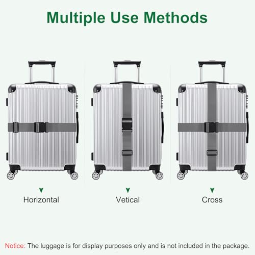 Image of M METERXITY 2-Sets Luggage Straps TSA Approved, Travel Straps for Luggage Suitcase Tags Set, Adjustable Suitcase Belt [Gray]