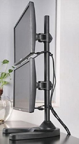 Ezm Heavy-Duty Vertical Dual Lcd Monitor Mount Stand Freestanding With Grommet Mount Option Up To 27" (002-0014) #TOP3