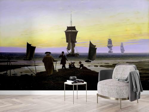 Tzxztt Velero Con Vistas Al Mar Papel Pintado 3D Póster Restaurante Dormitorio Salón Sofá TV Pared Decorativa-400cm×280cm
