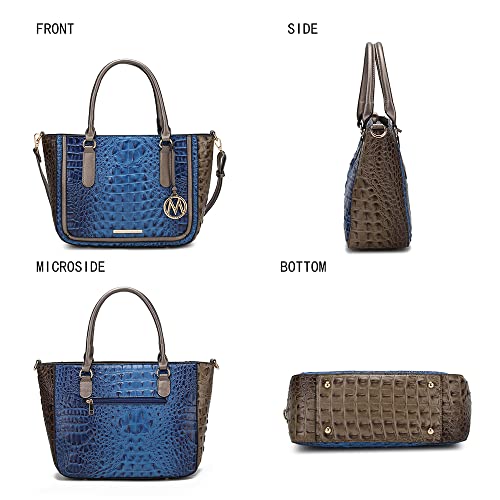 Image of MKF Collection Satchel Bag for Women's Crocodile Embossed Vegan leather Crossbody Tote Handbag Top-Handle Purse by Mia K