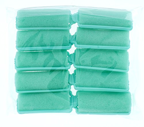 Soft Foam Cushion Hair Styling Rollers, Curlers 5 Sizes, 4 Colors (Large 1" - 10 Piece, Green)