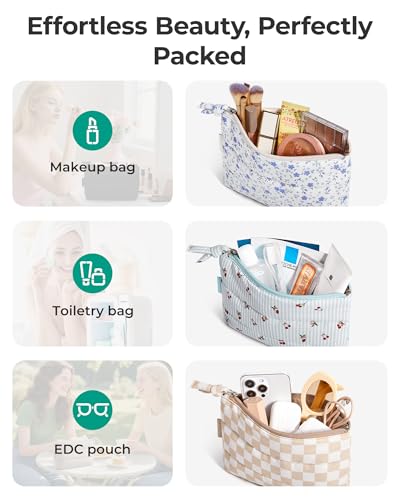 Image of BAGSMART Small Makeup Bag, Machine Washable Puffy Cosmetic Pouch