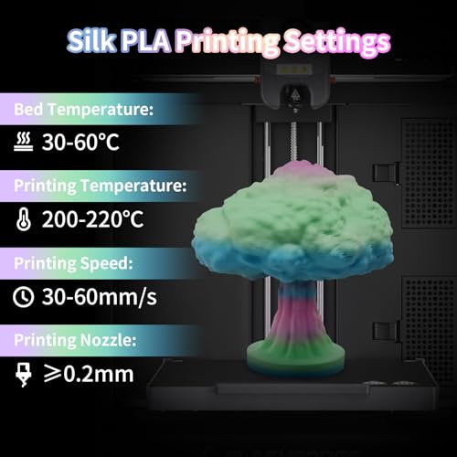 Image of YOUSU 3D Printer Filament 1.75MM Silk PLA Filament Rainbow Color, 10 * 250g Pack Filament Bundle for 3D Printer.