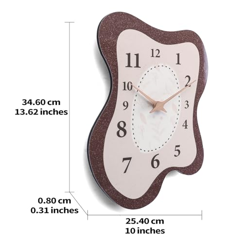 Mid Century Irregular Shape Retro Wall Clock,14 x 10 Inch, Brown - Image 4