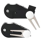 Cosmos 2 Pack Golf Multi-Tool Foldable 5 in 1 Golf Tool with Divot Tool, Stroke Score Counter, Ball Marker, Golf Club Brush and Groove Cleaner, Portable Golf Accessories Tool with Clip