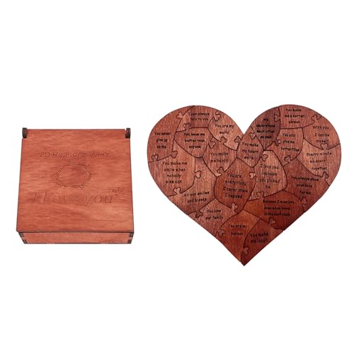 Rompecabezas de Corazón, 20 Piezas, Rompecabezas Románticos de Madera en Forma de Corazón con Caja para Aniversario de Boda, Regalo de Cumpleaños