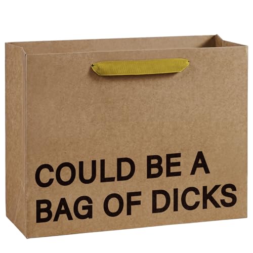 WRAPAHOLIC 13 Large Funny Birthday Kraft Paper Gift Bag - Could Be a Bag of Dicks Design Paper Bags for Friends Birthday and Valentines Day