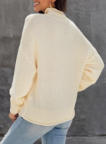 Image of Dokotoo Womens 2026 Winter Fall Solid Turtleneck High Neck Balloon Long Sleeve Sweaters Pullover Outerwear