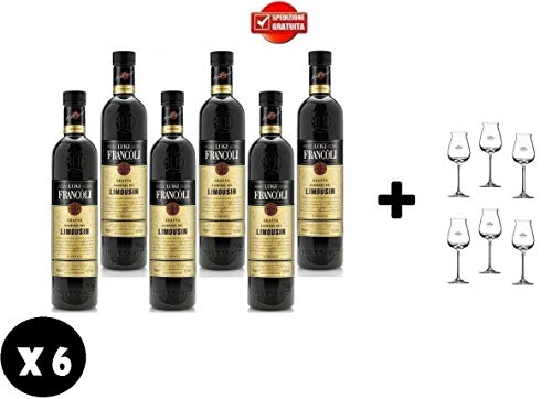 GRAPPA BARRIQUE DEL LIMOUSIN PIEMONTE 70 CL 6 BOTT. e43 6 BICCHIERI