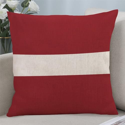 Yelolyio Letland nationale vlag katoenen linnen kussenslopen Letland sierkussenslopen land souvenir kussenhoes voor bank slaapkamer woonkamer 45 x 45 cm