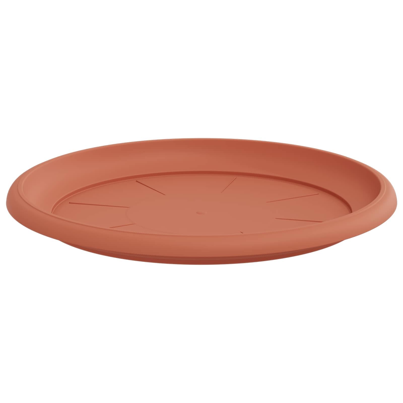 24er Set Blumentöpfe Ø 39 cm Ziegelrot, Moderne Pflanzkübel aus Kunststoff für Außen und Innen, Große Runde Pflanzgefäße mit Drainage für Garten Terrasse Balkon, 39x32 cm