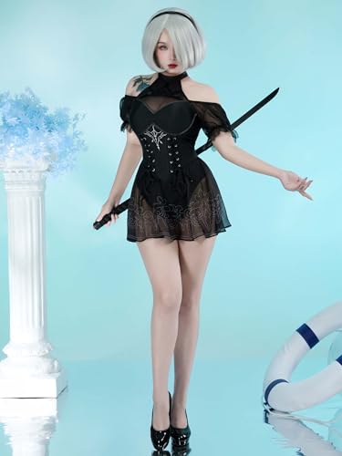 haikyuu Women Goth One Piece Swimsuit Gothic Anime Bathing Suit Halter Backless Tummy Control Swimwear4