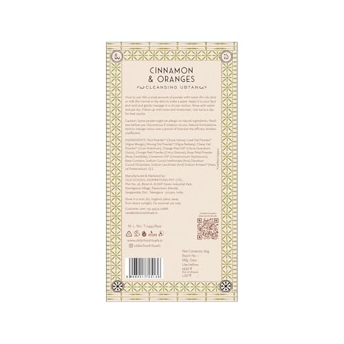 Image of Old School Rituals Cinnamon & Oranges Cleansing Ubtan | Exfoliating Face Wash Powder | For Radiant & Clear Skin | 60g | Removes Dead Skin & Impurities | Infused with Natural Cinnamon & Orange Extracts