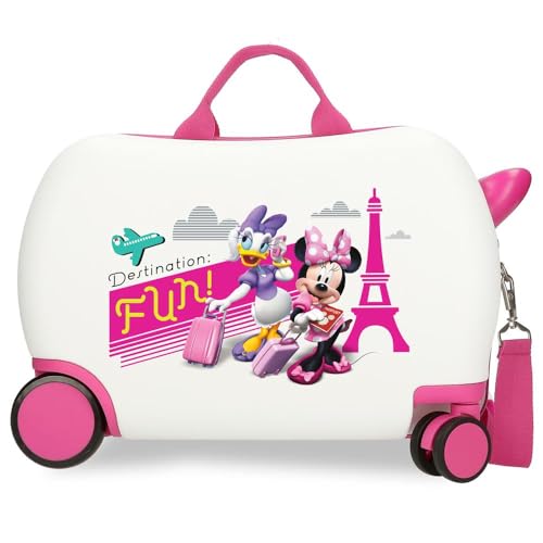 Joumma Disney Minnie & Daisy Paris Maleta Infantil Blanco 45x31x20 cms Rígida ABS 24,6L 1,8 kgs 4 Ruedas Equipaje Mano