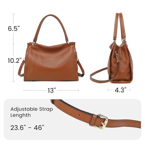 Image of KOGTLA Medium Genuine Leather Tote Handbags for Women, Ladies Soft Satchel Shoulder Purses, Two-Handle Hobo Bags