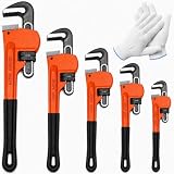 Zmwjyxx 5-Piece Heavy Duty Pipe Wrench Set - 8', 10', 12', 14', 18' Adjustable Plumbing Wrench Set, with Soft...