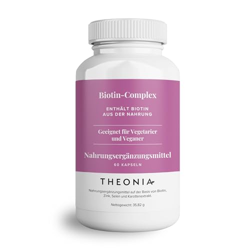 Theonia Biotin-Complex – mit Biotin, Selen und Zink – unterstützt Haare, Nägel und Haut – vegan, gentechnikfrei – 60 Kapseln