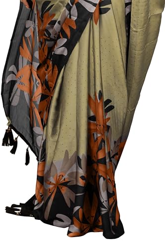 Image of MIRCHI FASHION Women Saree | Chiffon Rhinestone Embellished Floral Printed Office Sari with Blouse