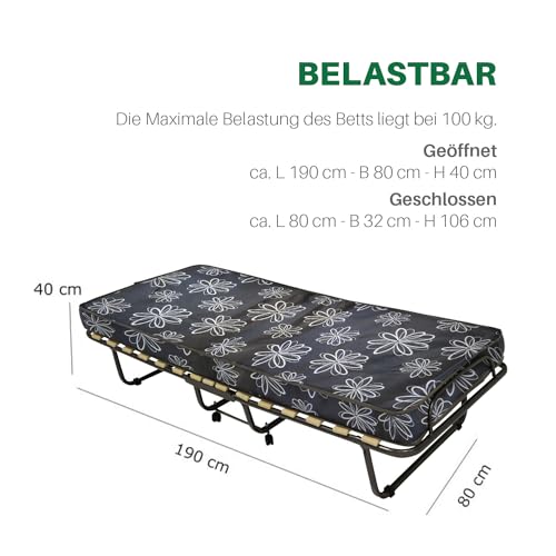 Gästebett klappbar Veraflex Como mit Matratze 80 x 190 cm