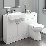 Premium Gloss White Combined Vanity Unit with Basin and Back to Wall Toilet | Bathroom Furniture Set MV2004