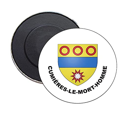 ROUND MAGNET. HERALDIC SHIELD CUMIERES-LE-MORT-HOMME MEUSE FRANCE