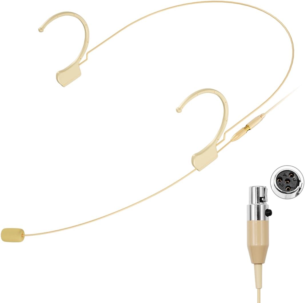 Professional Over-Ear Hanging Condenser Headset Microphone, Compatible with Shure Wireless Bodypack Transmitters, Ideal for Performances, Theaters, Lectures, and Speeches,HC-810