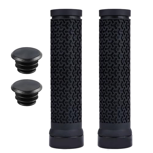 2PCS Bike Handlebar Grips Professional Mountain Bike Grips Soft Rubber Non-Slip Cycling Grips Single Lock-on Bike Handlebar for Scooter Cruiser Tricycle Wheel Chair Mountain Road Urban Bike (Black)