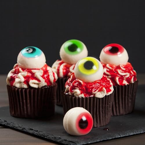 Trolli Glotzer 5er Pack (5x4 Stück) – Prickelnd-saure Fruchtgummi-Augen mit flüssiger Füllung – Kultige Süßigkeiten für Halloween & Partys – Laktosefrei, glutenfrei – Inkl. Sweet Buddies Aufkleber