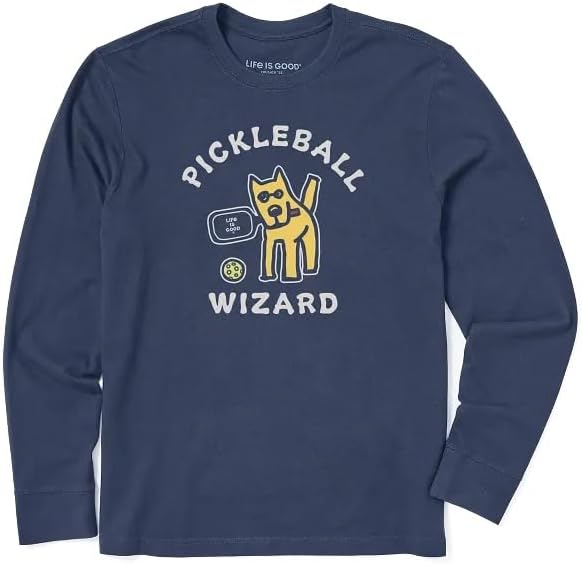 Life is Good. Men's Rocket Pickleball Wizard Long Sleeve Crusher Tee, Darkest Blue