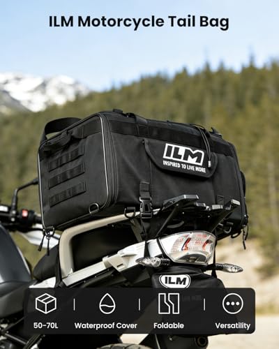image for ILM Motorcycle Tail Bag 50-70L Travel Luggage Motorbike Rear Rack Trun