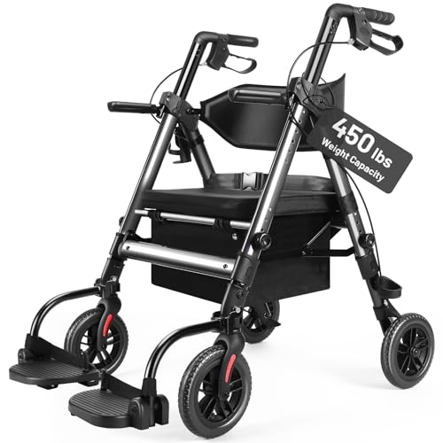 Heavy Duty Rollator Walker for Seniors with Seat, Foldable 2...