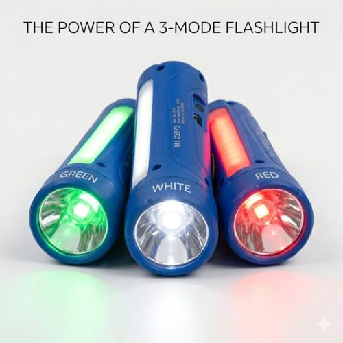 Image of 4-in-1 LED Railway Signal Torch,Railway tri Colour Torch,All Right Light (Blue),Rechargeable Flashlight for Railway Signaling,