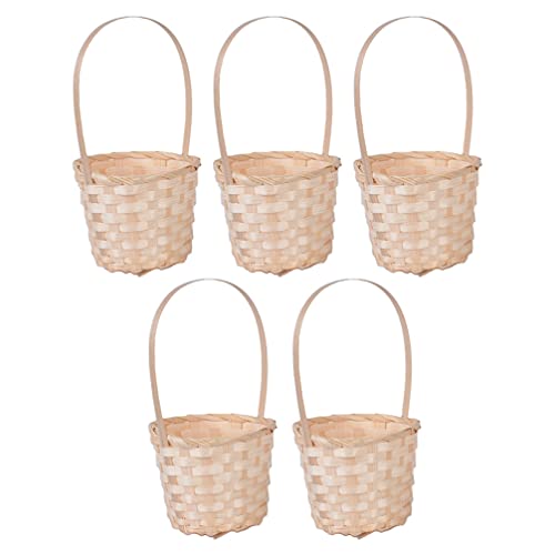 Flower Girl Basket Berry Basket 5pcs Small Wicker Picnic Basket Mini Weaving Basket Wedding Flower Basket Basket Small Candy Fruit Basket Rustic Basket Size L Mini Basket Wooden