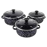 Tofficu Emaille Mini Suppentopf Flacher Boden Doppelter Griff Vielseitiger Kleiner Kochtopf für Haushalt Büro Einfach zu Reinigen für Milch und Kleine Gerichte Blau