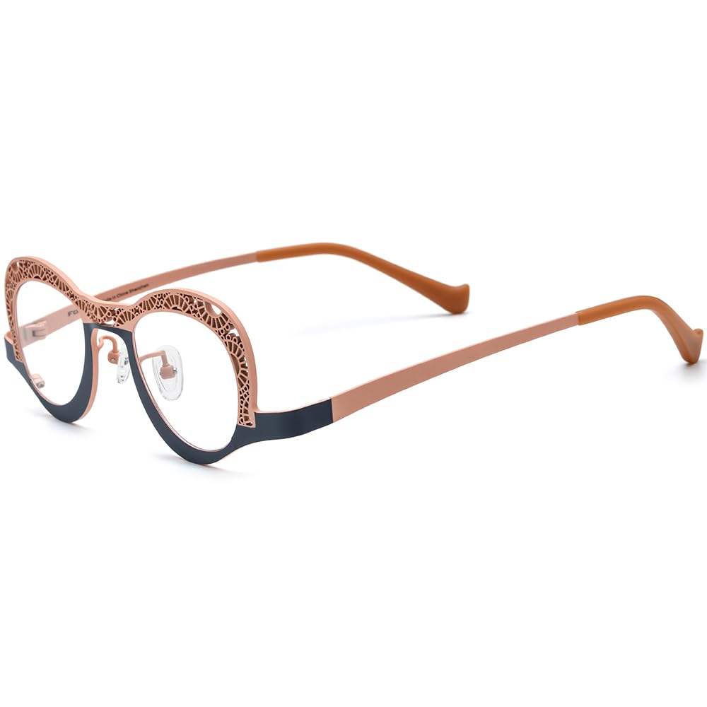 FONEX Colorful Pure Titanium Glasses Frame Women Retro Round Eyeglasses